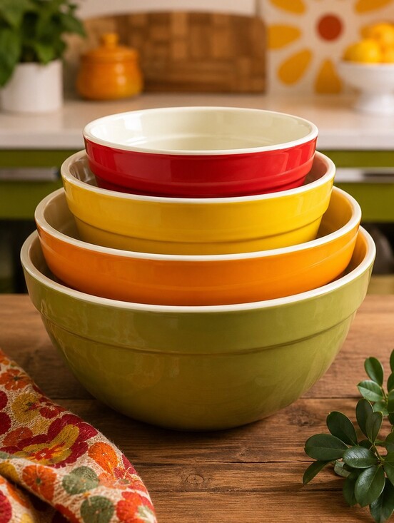Vintage Other - Vintage Retro Melamine Nesting Mixing Bowl Set of 4  Red Yellow Orange Green